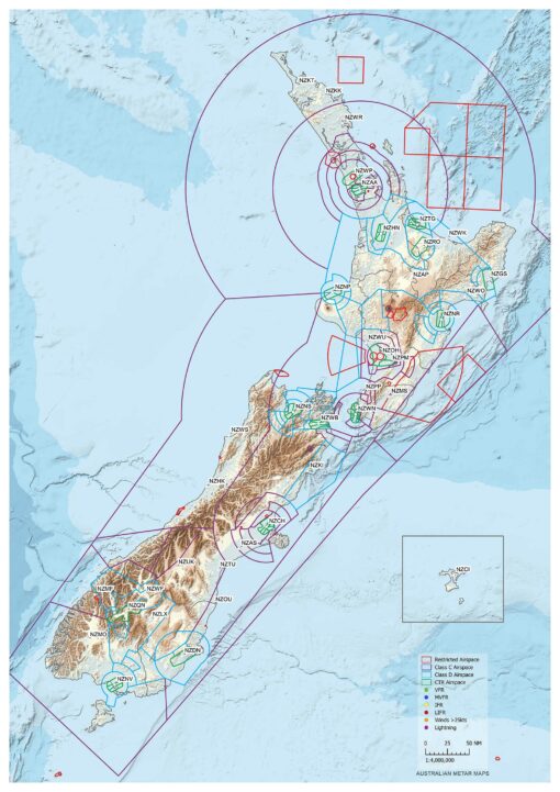 New Zealand - METAR Map - A3 size